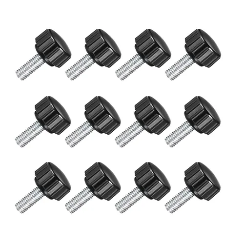 Miniatura 10 de TA-VIGOR 4 piezas M6 x 0.787 in tornillo de pulgar macho, rosca de acero al carbono, perillas moleteadas, agarre métrico M6 tornillo de pulgar