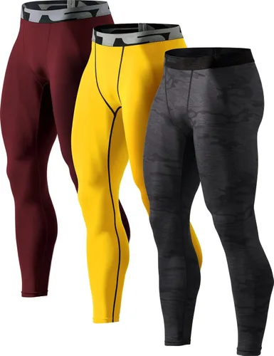 TSLA - Paquete de 1, 2 o 3 pantalones deportivos tipo leggings de compresión para hombre, ajustados para correr, entrenamiento, de secado rápido,