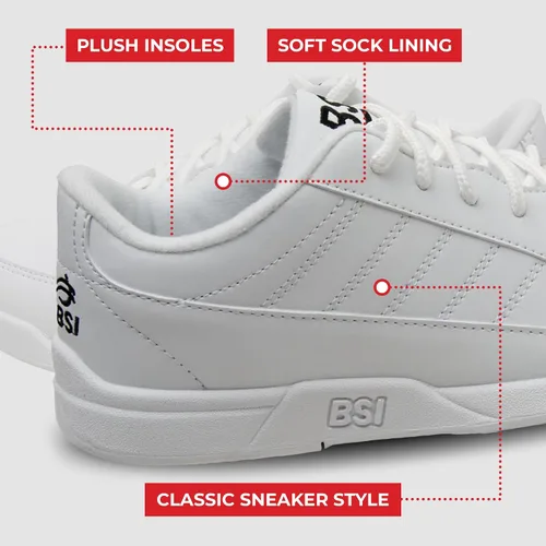 Miniatura 3 de BSI Youth Boys Sport Bowling Shoe - Lightweight Leather Shoes with Cushioned Support, WhiteBlack, Kids