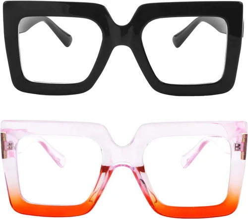 Miniatura 22 de Onrtry - Gafas de luz azul grandes y cuadradas para mujeres y hombres, con marco grueso, para computadora, sin receta, gafas de gran tamaño Marco