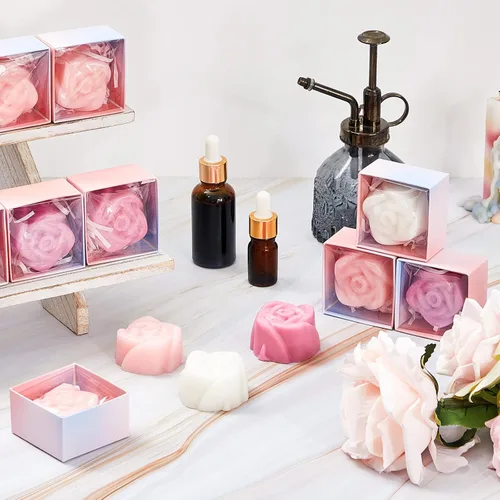 Miniatura 4 de Loopeer 24 piezas de jabón de rosas para boda, despedida de soltera, mini jabón perfumado en forma de flor, regalo de invitados a granel con caja