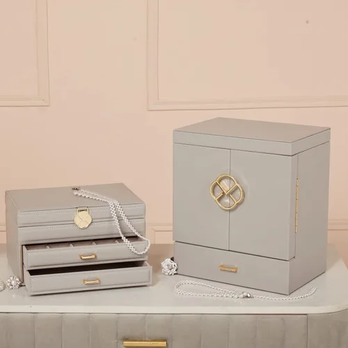 Miniatura 6 de Vlando - Joyero con espejo caja de almacenamiento para joyas de gran capacidad con espacio para aretes de niñamujer, collares, pulseras