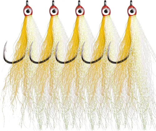 Miniatura 12 de Clouser Minnow - Señuelo de pesca con mosca, señuelo de pesca con mosca de agua salada, moscas de lubina a rayas de pesca con cola de buque