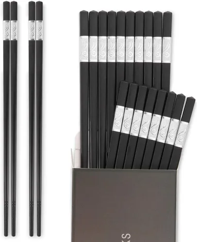 Miniatura 7 de HIWARE - 10 pares de palillos de fibra de vidrio; palillos reutilizables, aptos para lavavajillas, 9 1/2 pulgadas, color negro