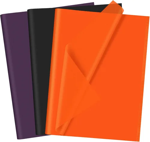Miniatura 22 de CHRORINE Papel de seda morado - 60 hojas, 20 x 14.5 pulgadas, envoltura de regalos de arte de Halloween y fiesta, manualidades y decoración Púrpura