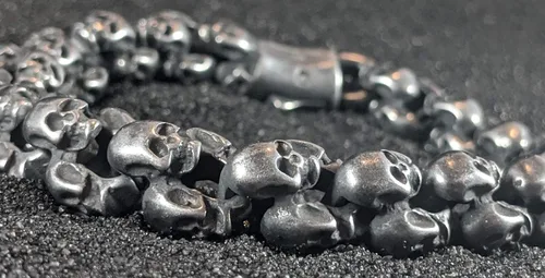 Miniatura 2 de Pulsera de calavera Colección BLACKSTATIC Pulsera vintage punk de acero inoxidable para hombre