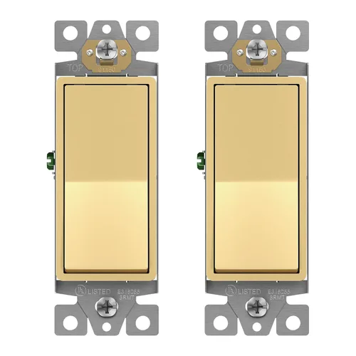 Miniatura 41 de ENERLITES Decorator Paddle Rocker Interruptor de luz, acabado brillante, un solo polo, 3 cables, tornillo de tierra, grado residencial, 15 A, 120