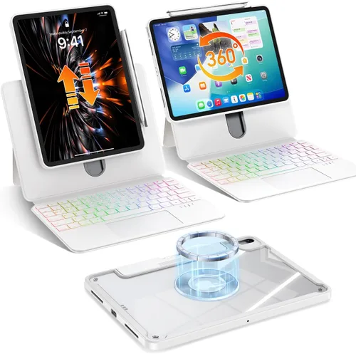 Miniatura 17 de Blosomeet Magnetic iPad A16 11th/10th Generation Case with Keyboard, Clear Splitfolio Detachable Cover, Up-Down Liftable, Adjustable Stand, 7