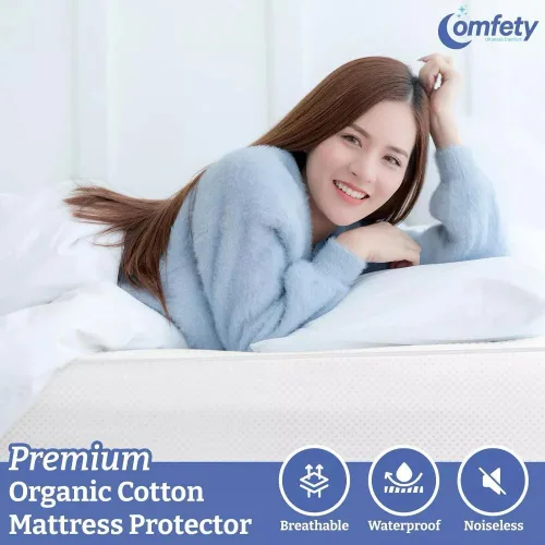 Miniatura 3 de Protector de colchón orgánico, 100% impermeable e hipoalergénico, funda de algodón transpirable y funda de colchón ultrasuave