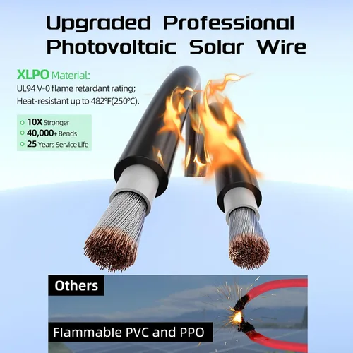 Miniatura 3 de Cable de Panel Solar Bateria Power 100 pies, Cable de Extensión Solar de 10 AWG (6 mm²), Cable de Cobre Estañado para Exterior, Automotriz, RV, Negro