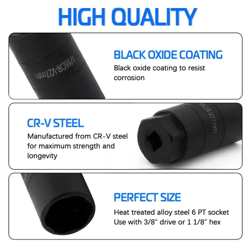 Miniatura 5 de A ABIGAIL Llave para Interruptor de Presión de Aceite, 1 1/16'' x hasta 2-5/8'', se adapta a impulsor de 3/8'' o hexagonal de 1 1/8'', cromo Negro