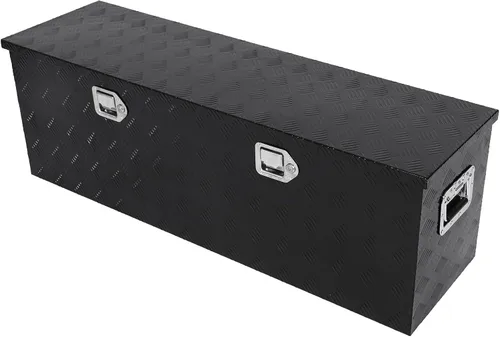 Miniatura 22 de confote Caja de herramientas de 20 pulgadas con rayas de aluminio plateado para cama de camioneta pickup, remolque RV, organizador de almacenamiento