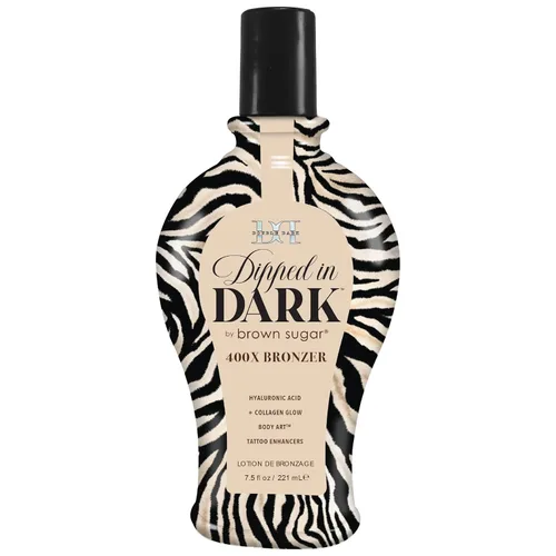 Brown Sugar Loción bronceadora sumergida en la oscuridad, bronceador doble oscuro 400X con ácido hialurónico, colágeno y potenciadores de tatuajes,