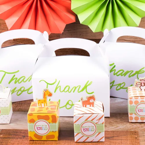 Miniatura 6 de Super Z Outlet Cajas de cartón de papel de regalo de color blanco con asas, bolsas de dulces para artes y manualidades, picnic, recuerdos de fiesta