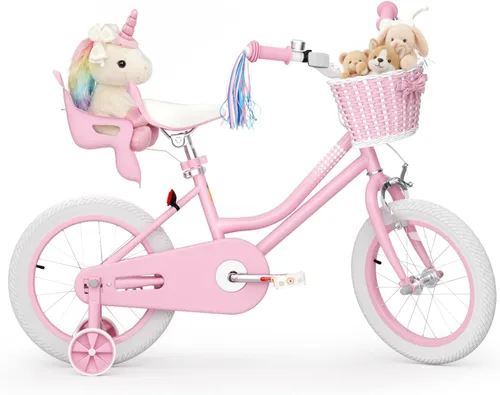 Miniatura 18 de KORIMEFA Bicicleta para niñas de 2 a 12 años, 12, 14, 16, 20 pulgadas, bicicleta para niños pequeños con ruedas de entrenamiento, bicicleta