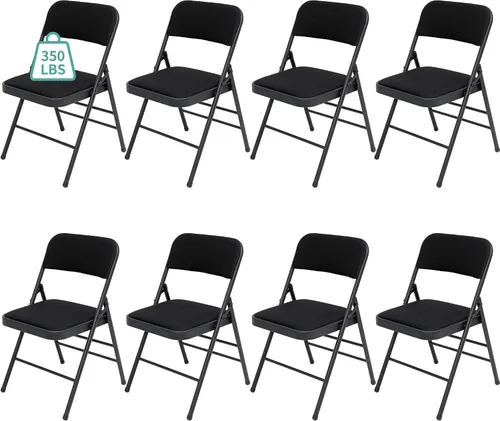 Miniatura 12 de Paquete de 6 sillas plegables con cojín acolchado de tela, juego de sillas de comedor de tela, sillas plegables apilables portátiles para interiores
