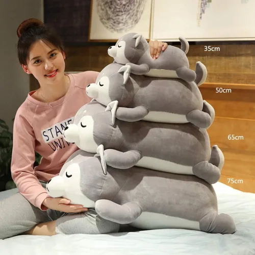 Miniatura 6 de ERDAO Husky - almohada de felpa, animal de peluche Huskie, Almohada de juguete de animales de peluche de Huskie para niños, día de San Valentín