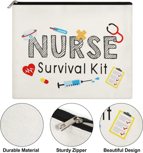 Miniatura 2 de Boao Paquete de 2 paquetes de kit de supervivencia para enfermeras, bolsa de cosméticos, bolsa de maquillaje divertida, regalo de enfermera