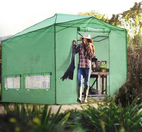 Miniatura 5 de EAGLE PEAK Invernadero portátil grande de 12 x 8 pulgadas, instalación rápida, para interiores y exteriores, puertas de entrada enrollables