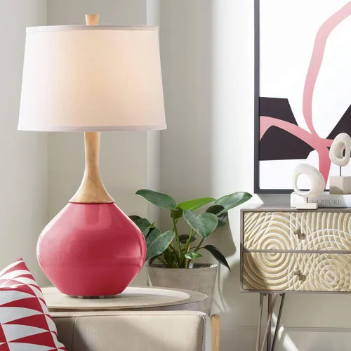 Miniatura 5 de Color + Plus Wexler 31" White Shade Mellow Coral Pink Table Lamp