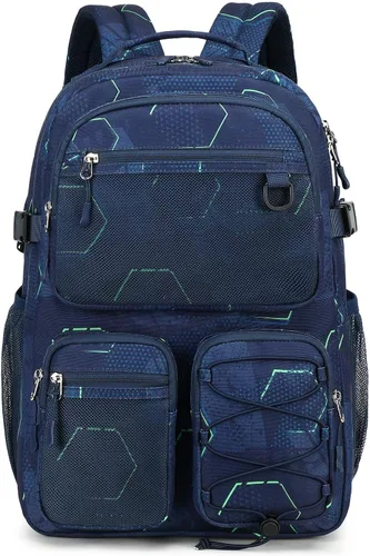 Miniatura 9 de Lohol Mochila resistente al agua con múltiples bolsillos para la escuela, viajes al aire libre, universidad, bolsa para laptop de 15.6 pulgadas
