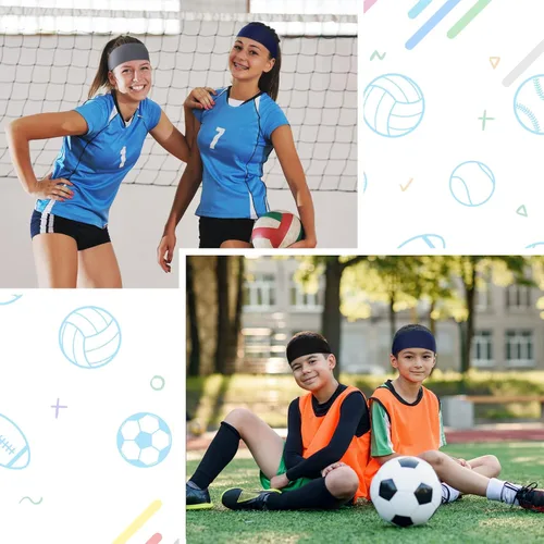 Miniatura 30 de Deekin 6 diademas de fútbol para niños, diademas de fútbol para niños, bandas para el sudor atléticas para niños, diademas de fútbol para niños