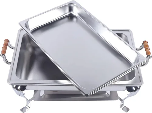 Miniatura 7 de Juego de platos para bufé, recipiente de calentamiento de acero inoxidable, calentador de alimentos, aislamiento de alimentos, rectangular