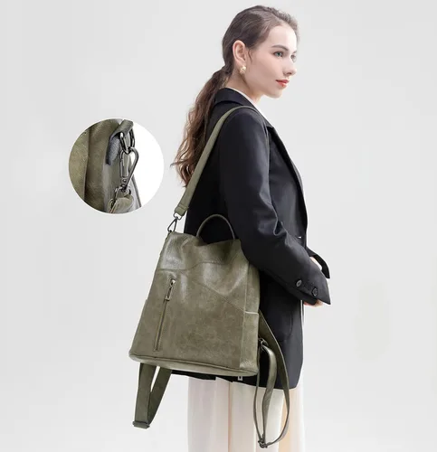 Miniatura 7 de Mochila para mujer, bolso de viaje de piel sintética suave, bolso de mano grande y bolso de hombro, mochila informal para universidad antirrobo