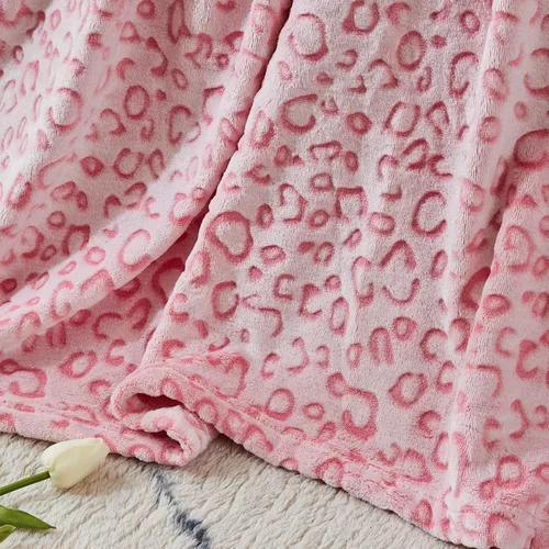 Miniatura 3 de FY FIBER HOUSE Manta de lana rosa con estampado de leopardo, manta de franela de lana con estampado de guepardo, suave y mullida, para sofá, 50 x 60