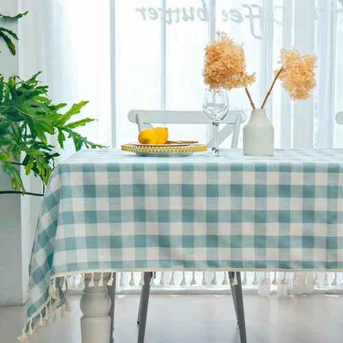 Miniatura 5 de Midsummer Breeze - Mantel a cuadros cuadrado de mezcla de algodón y colección Gingham, ideal para cocina, restaurante, casa de campo, decoración