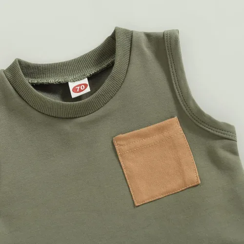 Miniatura 2 de Engofs 2 piezas de ropa de verano para bebé, sin mangas, camiseta sin mangas y pantalones cortos