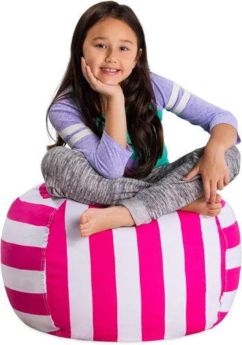 Miniatura 40 de Posh Stuffable - Sillón puff con almacenamiento para niños, contenedor de animales de peluche, organizador de juguetes de niños Lona rayas verde