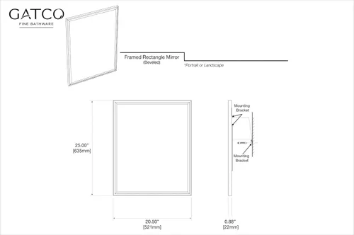 Miniatura 10 de Gatco Espejo de pared de baño 1823, 25 pulgadas de alto x 21 pulgadas de ancho, espejo moderno para sala de estar, tocador, diseño delgado, espejo