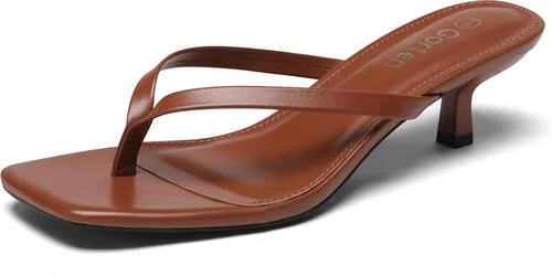 Miniatura 15 de Sandalias de tacón de gatitos para mujer, con puntera cuadrada, sin cordones, sandalias de tacón de 2 pulgadas, sandalias de fiesta, sandalias