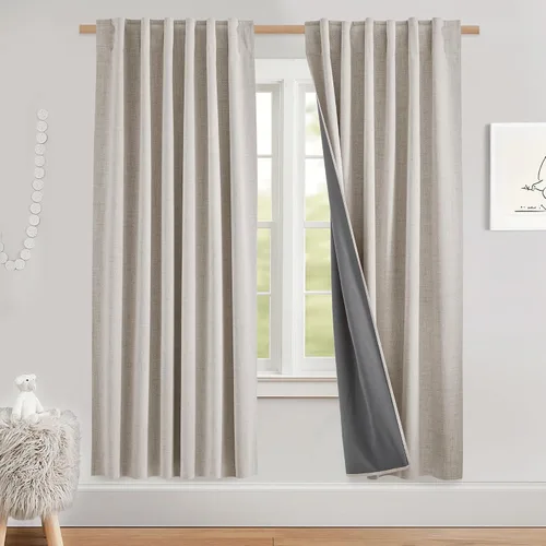 Miniatura 62 de NICETOWN Cortinas 100% opacas de 63 pulgadas de largo, 2 paneles de cortinas cortas con aislamiento térmico con forro para dormitorio, cortinas