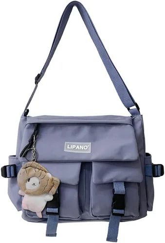 JQAliMOVV Bolsa tipo mensajero, estética, kawaii para mujer, bolso cruzado grande de nailon