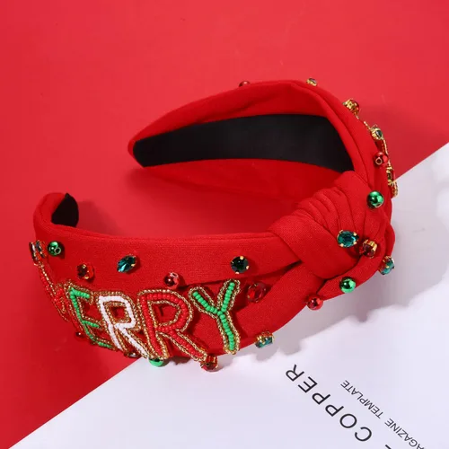 Miniatura 3 de mokkia Diadema de Navidad para Mujeres Accesorios de Navidad Lazo de Navidad Reno Copo de Nieve Diadema Rojo Verde Joyería con Perlas y Pedrería