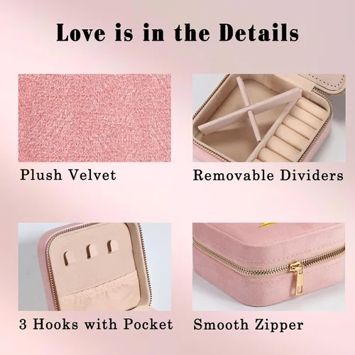 Miniatura 5 de Regalos de novia para despedida de soltera, día de la boda, pequeño joyero de viaje personalizado, joyero, organizador para mujeres, adolescentes