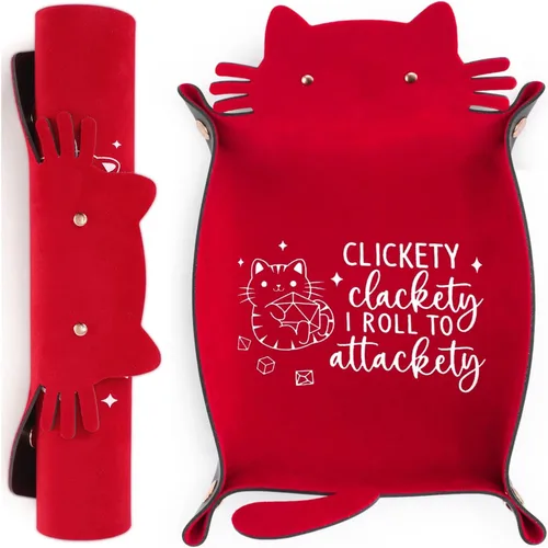 Miniatura 8 de Bandeja de Dados de Gato Azul Novedad Bandeja de Dados de Cuero PU con Forma de Gato Morado para Rodar Portátil Soporte de Dados Organizador