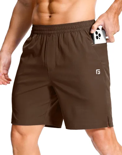 Miniatura 29 de GGJ Pantalones cortos deportivos ligeros para hombre con 2 bolsillos con cremallera de 7/5/9 pulgadas, pantalones cortos de tenis de secado rápido