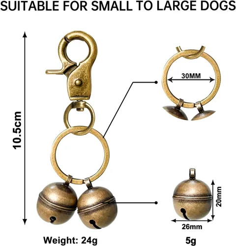 Miniatura 5 de Cat & Dog Collar Bell, Pack of 2, Extra Loud Dog Bell for Pet Tracking & Saving Wildlife, Birds, Durable Iron Split Ring & Lobster Bell Clip bronce