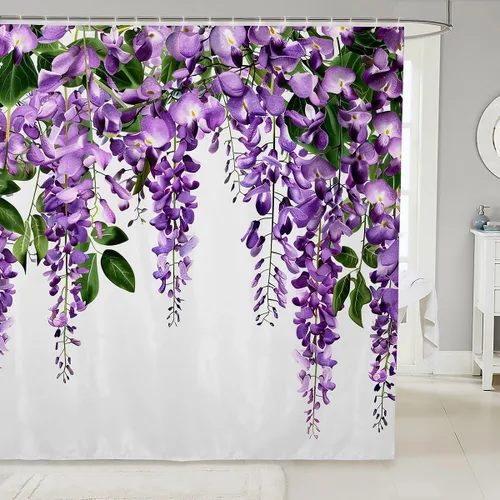 Miniatura 30 de Erosebridal Cortina de ducha de guitarra eléctrica 3D de 72 pulgadas de ancho x 78 pulgadas de largo, cortina de baño con llama, cortina de baño