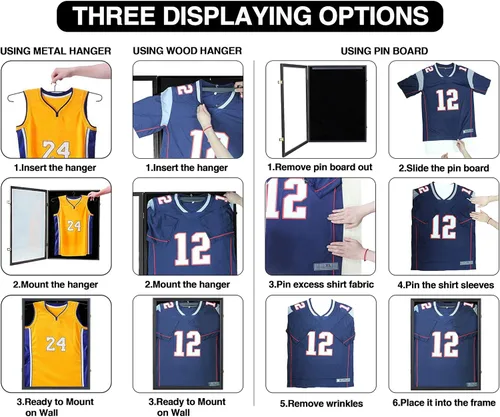 Miniatura 5 de IHEIPYE Marco Expositor de Camisetas con Cerradura, Caja de Sombra Grande para Camisetas Deportivas con Protección UV del 98% Acrílico y Colgador