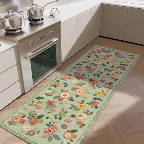 Miniatura 124 de Alfombra de pasillo lavable antideslizante: alfombra de cocina de 2 x 6 pies, resistente a las manchas, con parte trasera de goma, alfombra suave