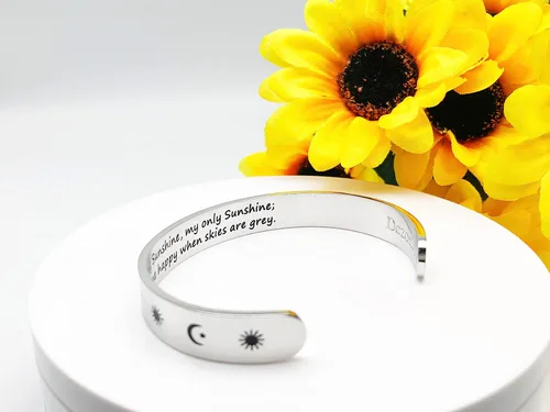 Miniatura 96 de Pulseras inspiradoras para mujer, joyería de acero inoxidable, con refranes, pulsera motivacional con mensaje oculto, pulseras grabadas para mejor