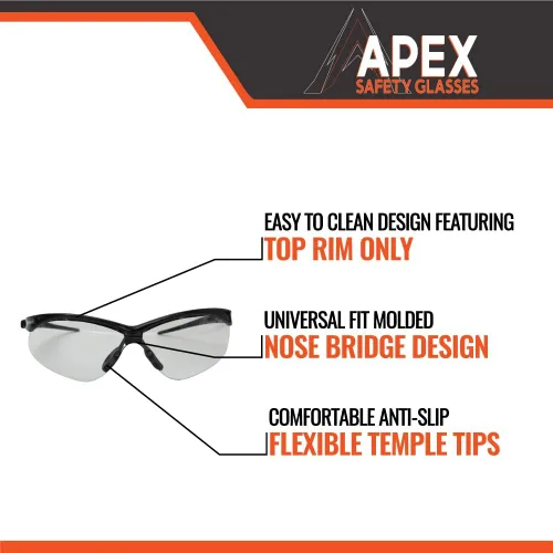 Miniatura 3 de Malta Dynamics Gafas de seguridad APEX – Protección antiarañazos y antivaho – Gafas de seguridad de construcción para hombres y mujeres, cumple