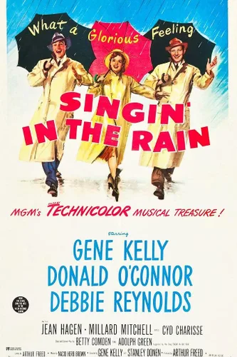 Póster laminado de cantar bajo la lluvia de 1952, póster de película clásica de canto retro vintage, póster decorativo de borrado en seco, arte de