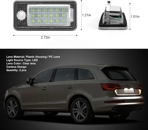 Miniatura 5 de litzland Luces LED para matrícula, compatibles con Audi A3 S3 A4 S4 A6 S6 A8 S8 Q7 RS4 lente transparente, lámpara LED para matrícula, paquete de 2