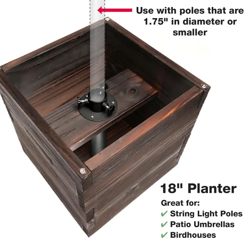 Miniatura 4 de Maceta decorativa de madera extragrande con soporte universal para postes de luz, paraguas, comederos de pájaros, caja de madera maciza para jardín