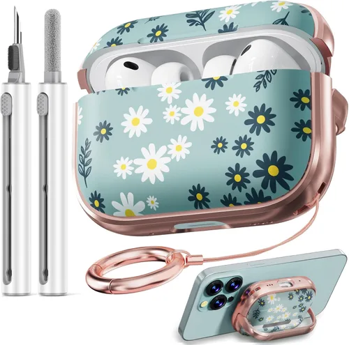 Miniatura 25 de Inesore Funda para AirPods Pro 3 2025 con cerradura, funda transparente floral para mujeres, compatible con Apple Airpods Pro de 3ª